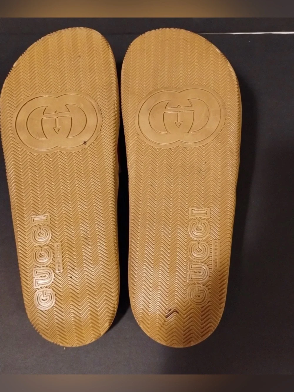 GUCCI INTERLOCKING G RUBBER SLIDES SANDALS MEN US 12 With Box